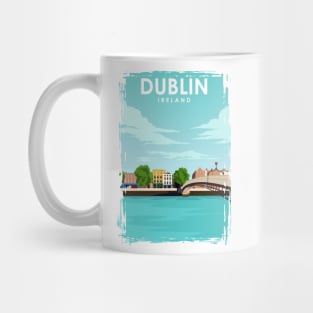 Dublin Ireland Minimal Retro Travel Poster Mug